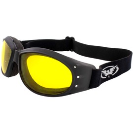 Global Vision Eliminator Dirt Bike Padded Motorcycle Riding Goggles for Men and Women (Black Frame/Smoke Lens) (Black Frame/Yellow Lens)