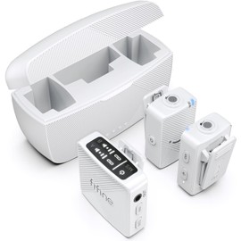 FIFINE M9W Wireless Microphone, Pin Microphone, 6 Hours of Continuous Use, Noise Canceling, 2 People Simultaneously Used, Storage and Charging Case, Automatic Pairing, 166.3 ft (50 m) Transmission