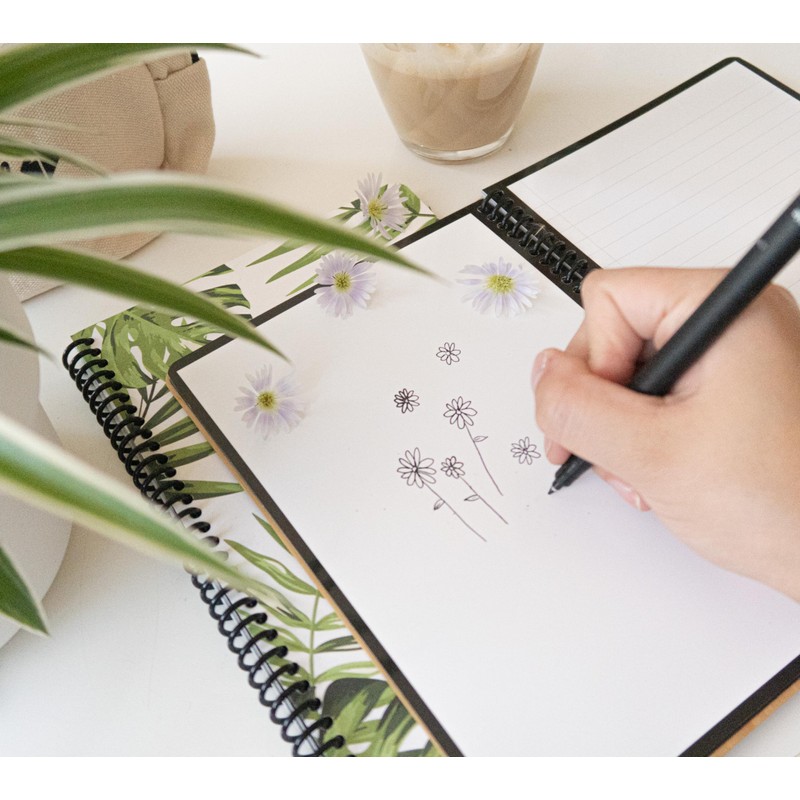 BAMBOOK Tropical Notebook - A5 - Squared, Reusable Notebook, Notepad,