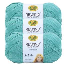Lion Brand Yarn Rewind Yarn, Yarn for Knitting and Crocheting, Craft Tape Yarn, 3-Pack, Capri Breeze