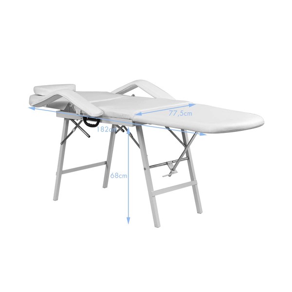 Dreamade Folding Massage Table Adjustable Massage Bench Cosmetic Chair Cosmetic Bench 187x77.5 cm Massage Table for Home Salon Clinic White
