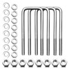 SENKEYFE 4 Pcs 304 Stainless Steel Square U-Bolts with Washers