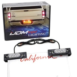 iJDMTOY License Plate Mount Amber/White LED Warning Light Kit Compatible with Truck SUV Car, Including License Mounting Brackets, 2 Sets High Power LED Strobe Lamps