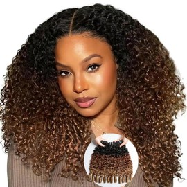VIPbeauty Ombre Blonde Burmese Curly Human Hair Bundles Unprocessed Burmese Raw Hair Extension Real Human Hair Natural Color Spiral Hair Weft Extensions Quick Weave Bundle:_28 Inch(1 PCS)