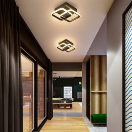 LED Motion Sensor Ceiling Light Indoor, EIDEARAY 22W Warm White 3000K Ceiling Light, Square Design Sensor Light,24*20*9CM，Suitable for Garages, Hallway, Aisle, Porch, Corridor，Entrance，Lof (Black)