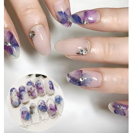 Chisafly Nail Stickers, Flowers, Hydrangea, Petals, Flower Nail Stickers, Colorful, Rainy Season, Summer Flowers, Set of 6