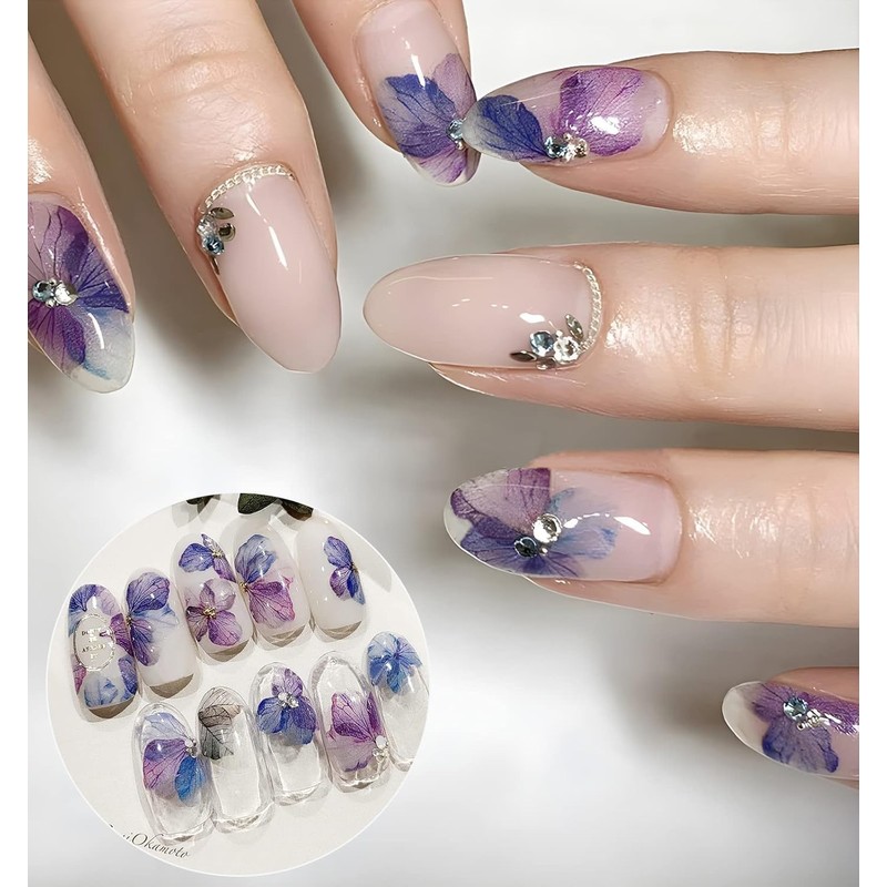 Chisafly Nail Stickers, Flowers, Hydrangea, Petals, Flower Nail Stickers, Colorful,