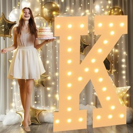 LOBOOM 4FT Marquee Letters, Giant Marquee Light Up Letters K, Large Mosaic Letters Sign 4 Feet Tall for Birthday Party Decoration Wedding Event Marry Me Baby Shower Bridal Shower