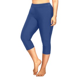 Holipick Plus Size Swim Pants for Women Swim Capris High Waisted Swim Leggings UPF 50+ Long Swim Shorts, Blue, 22 Plus