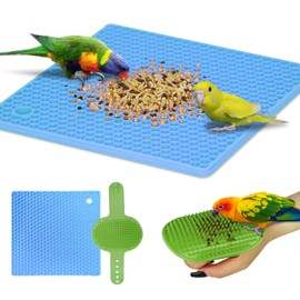 2Pcs Bird Foraging Puzzle Toys, Interactive Slow Feeder Mat, Parrot Foraging Toys for Food, Bird Feeding Puzzle to Increase Feeding Time for Parakeet, Cockatiel, African Grey, Conure, Budgies, B and G