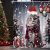 FILMILIL Merry Christmas Cat Shower Curtain Winter Cute Cats Xmas