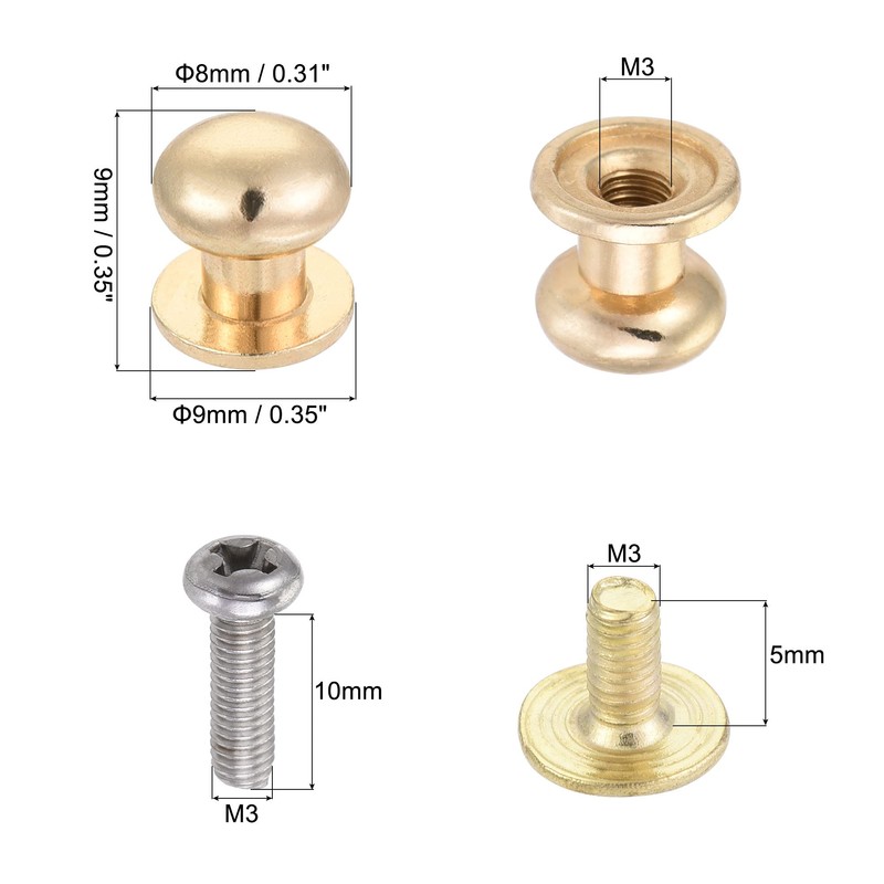 uxcell 8mm Head Dia. Round Knobs Pull Handle, 12pcs Zinc