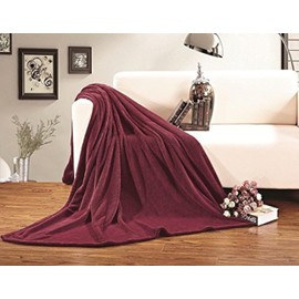 Elegance Linen Micro-Fleece Ultra Plush Luxury Solid Blanket, Full/Queen, Burgundy