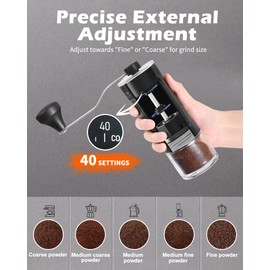 Rsoilch Manual Coffee Grinder With Ceramics Burr For Espresso,French Press,40 Adjustable Settings,Portable Hand Coffee Bean Mill For Home Use and Camping Travel,Coffee Bean Grinders With Hand Crank