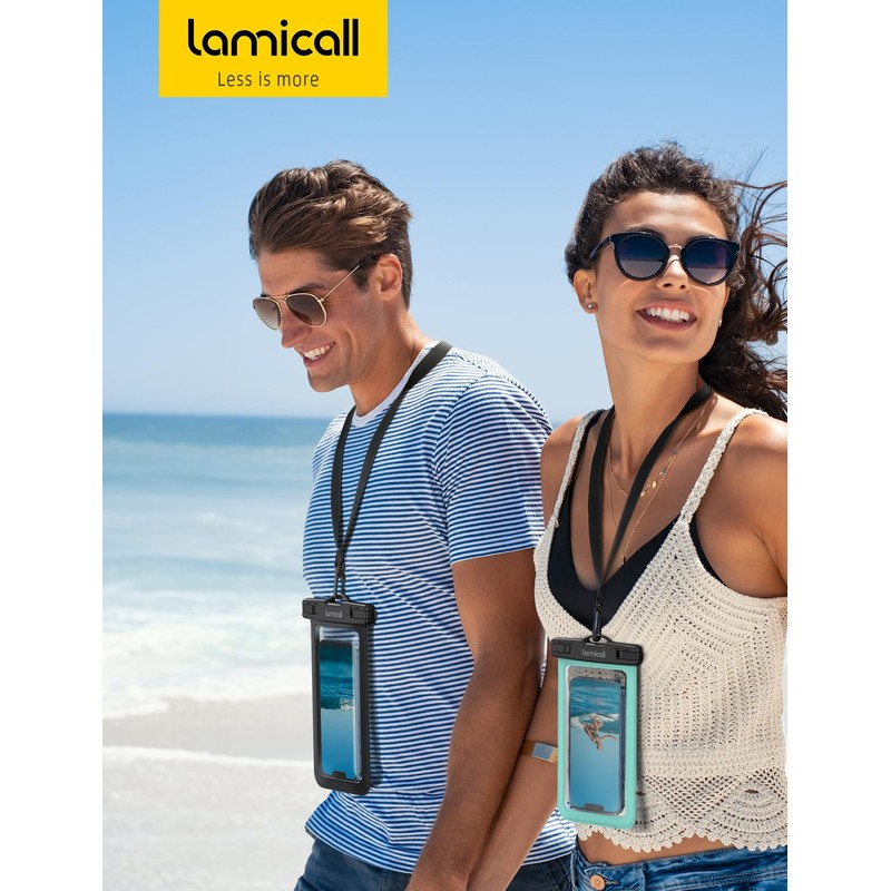 Lamicall 2Packs Waterproof Pouches, Beach Vacation Essentials for Wemen Men,