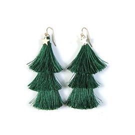 Tipsy Elves Womens Bright Christmas Tree Tassel Earrings for Holiday Parties