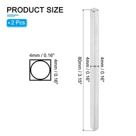 PATIKIL Square Door Knob Spindle 80x4mm, 2 Pack Replacement Nickel-Plated Iron Spare Door Handle Spindle Bar for Most Mortise Type Door Knobs, Silver