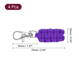 uxcell 4pcs Paracord Zipper Pulls, Paracord Lanyard Keychain for Backpacks, Tents, Trolley Cases, Traveling Cases, Key, Jackets, Deep Purple