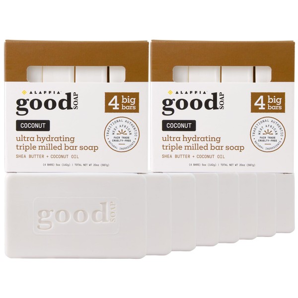 Alaffia Alaffia Good Soap Coconut 2-Pack (8 Bars) C Long-Lasting,