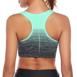 Sykooria Women's Padded Sports Bra without Underwire, Racerback Push Up Bra with Colour Gradient, Sports Top for Yoga & Fitness - m