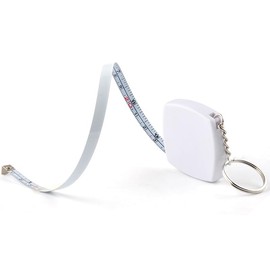 WIN TAPE 80'' 2M Mini Steel Tape Measure Plastic Shell with Keychain Functional Mini Retractable Measuring Tape Keychain (White, Inch/cm)