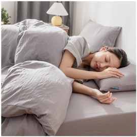 Fitted Sheet, Semi-Double Bed Cover, Washed & Super Soft Type, Antibacterial, Odor, Absorbent, Quick Drying, Washable, All Seasons, Sheets, Mattress Cover, Gentle on the Skin, Bed/Mattress/Futon Compatible (Semi Double, Gray)