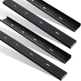 Blulu 2 Pcs 14" L X 2" W C Channel Steel Support Metal Support Bracing Hidden C Bracket for Table Top Live Edge Slab Woodworking, Black Coat Finish