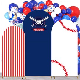 3 Pcs Baseball Arch Backdrop Cover 4ft, 5ft, 6ft Arch Covers Stretchy Backdrop Sports Baseball Arch Cover for Sports Theme Birthday Party Photo Background Arch Stand Stretchy Decoration
