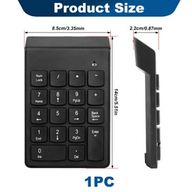Number Pad Wireless Numeric Keypad 18 Key Portable with 2.4G Mini USB Receiver Office Calculating Number Pads Ergonomic Slim for Laptop PC Desktop Notebook Tablet Fits with Windows Mac OS System