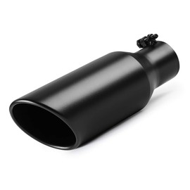 A-KARCK Exhaust Tip 2.5 Inch Inlet, 2.5" Inlet 4" Outlet 12" Long Black Coated Finish Muffler Tip For Truck Tailpipe, Stainless Steel Rolled Edge