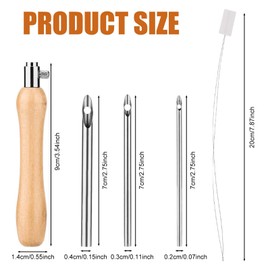 5pcs Punch Needle Kit, Punch Needle Tool Includes 2/3/4mm Metal Punch Needle Tips & Handle & Punch Needle Threader Punch Embroidery Pen Kit for Adults Beginner Floss Cross Stitching DIY Craft