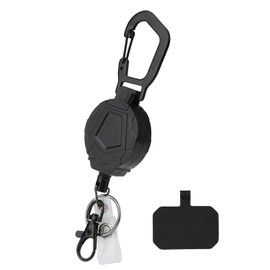 SAVITA Retractable Carabiner Heavy Duty Retractable Key Chain Key Holder Anti-Drop Retractable Key Ring Belt Clip with Phone Tether Tabs Lobster Claw Clasp for Hiking Travelling (Black)