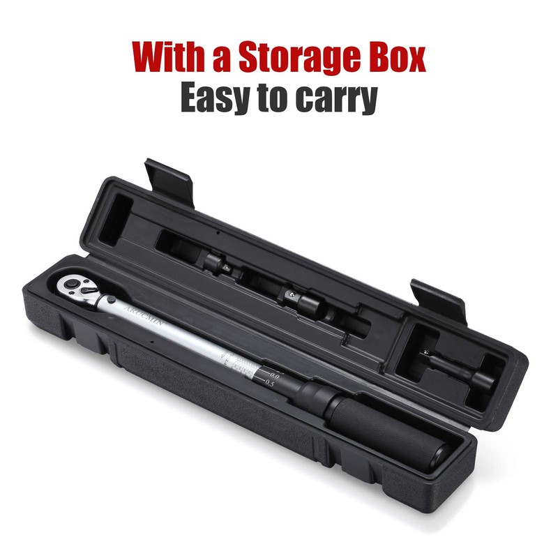 ARUCMIN 3/8-Inch Drive Click Torque Wrench (10-100 ft.-lb./15-135 Nm) Dual-Direction
