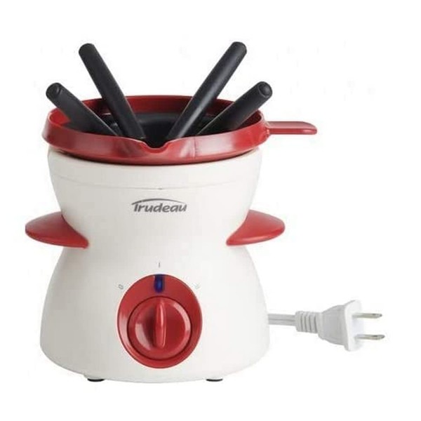 Trudeau 05217017 Chocolate Fondue 7 Piece Set, Stainless Steel, Red White