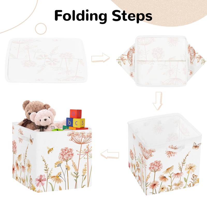 Clastyle Storage Box 3 Pieces Boho Flower Beige Storage Basket
