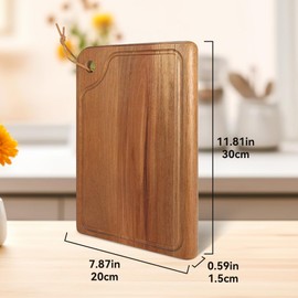 ANQIA Acacia Wood Cutting Board Chopping Board with Juice Groove and Handle Hole for Chopping Meat, Cheese, Fruits, and Vegetables (Small)