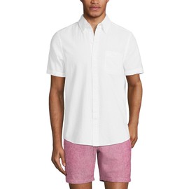 Lands' End Mens Traditional Fit Seersucker Shirt White Regular Small