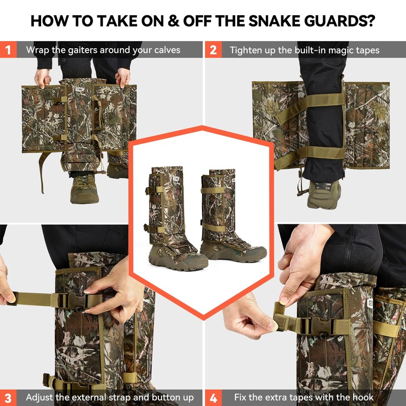 GearOZ Snake Gaiters Snake Chaps, Waterproof Lower Legs Snake Guards,
