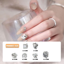 Nail Parts, Rhinestone, Set of 18, Nail Stone, Zirconium, Clear, Nail Parts, Stone, Nail Art, Resin, Deco Parts, Crafts, Handmade, Random Shape (B)