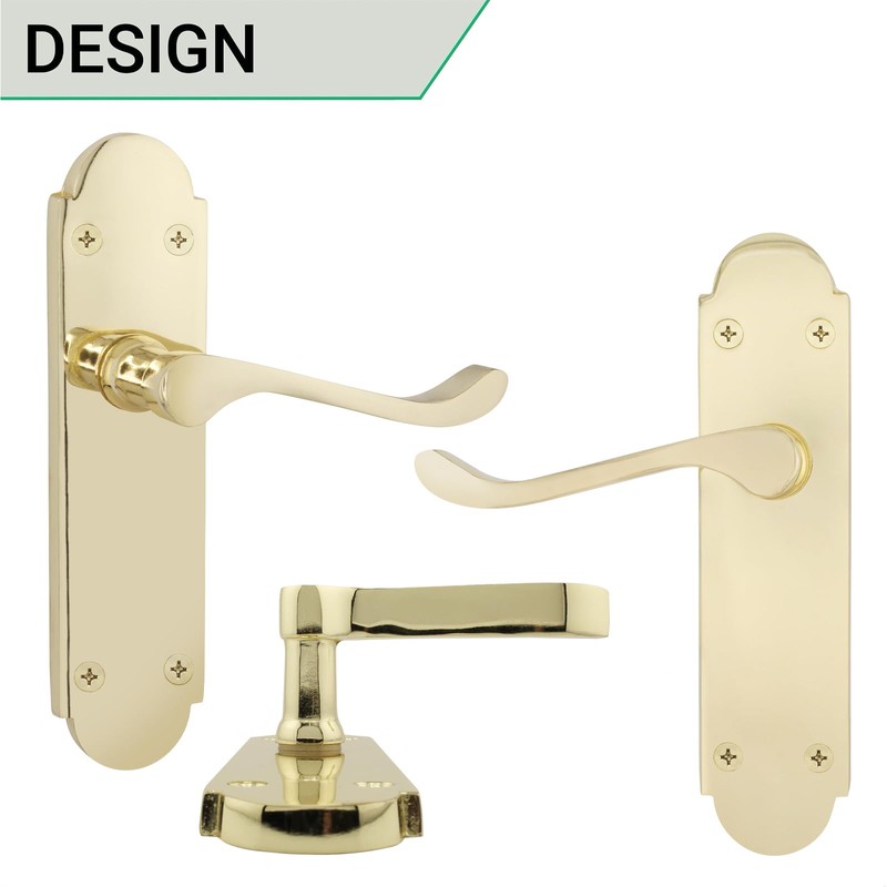 EAI Polished Brass Door Handles - Victorian Scroll Shaped |