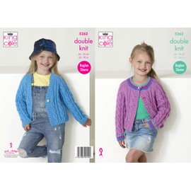 King Cole 5262 Knitting Pattern Girls Raglan Cable Cardigans in Big Value DK