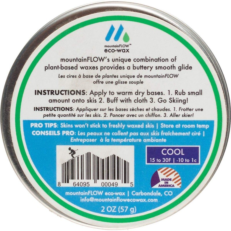 mountainFLOW eco-Wax Rub-On Ski/Snowboard Wax/Biodegradable Plant-Based Quick Wax | Cool: