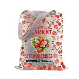 BLUPARK Strawberries Tote Bag Farmer Market Strawberry Shoulder Bag Gifts for Farmer, Strawberries