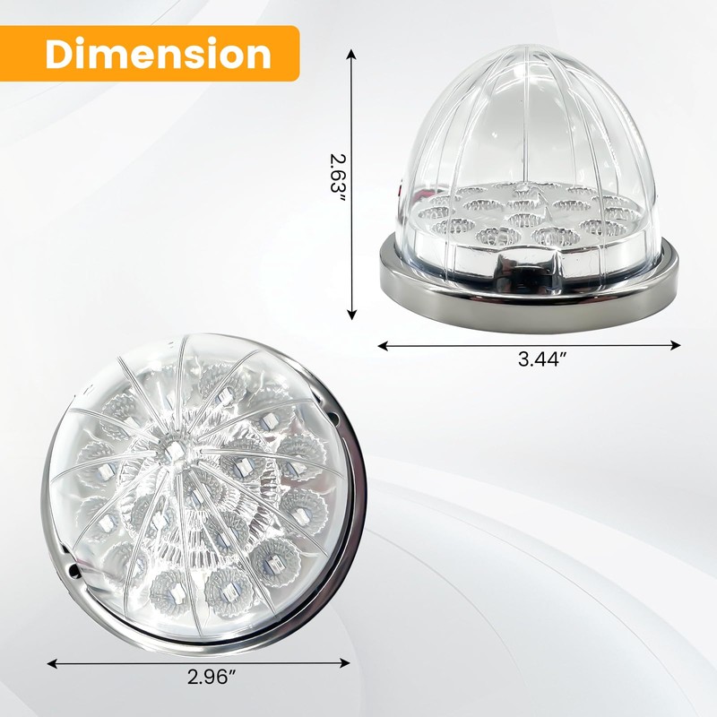 2PCS 17 LED Dual Revolution Amber Turn Signal & White