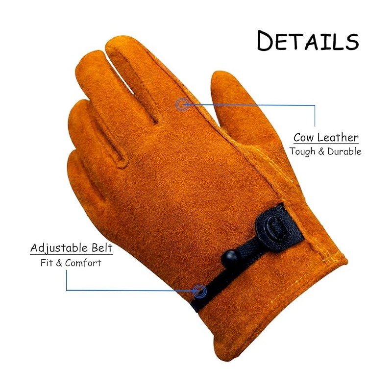 Hocoi Moa Kids Leather Work Gloves for Toddlers Age 5-7