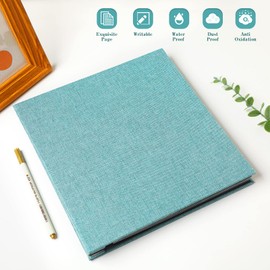 Spbapr Large Photo Album Self Adhesive Linen Cover Magnetic Scrapbook Album DIY Scrap Book 40 Black Sticky Pages for 3x5 4x6 5x7 8x10 Pictures with A Metal Pen