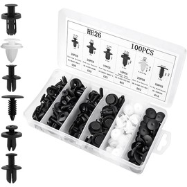 EINESIN Car Push Retainer Clips & Auto Fasteners Assortment, Plastic Push Pin Rivets Expansion Screws Replacement Most Popular Sizes Auto Push Pin Rivets Set -Door Trim Panel Fender Clips (100)