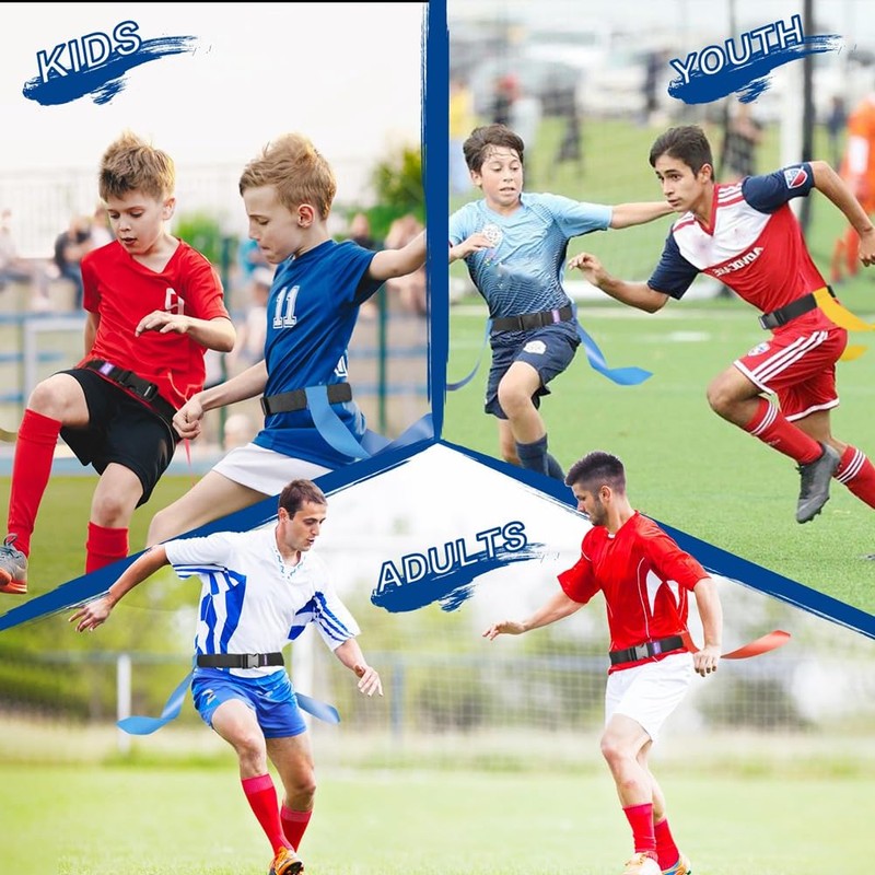 berjalan Football Flag Belts Set for 14 Players, Adjustable Training