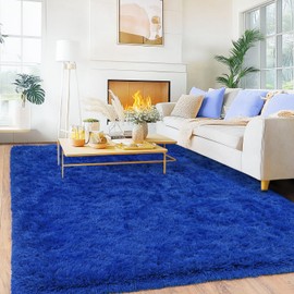 PIPABOBO Blue Area Rugs 5x7, Anti-Skid Shaggy Fluffy Throw Carpets, Ultra Soft Plush Modern Indoor Fuzzy Floor Rug for Living Room Bedroom Nursery Kids Room Dorm Home Decor Aesthetic