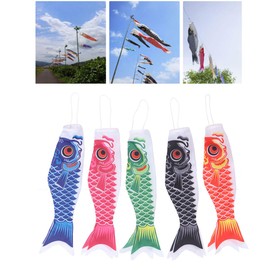 DOITOOL 5 pcs Japanese Carp Windsock Streamer Fish Flag Kite Koinobori Hanging Decor for Japanese Sushi Bar Izakaya Room 40cm